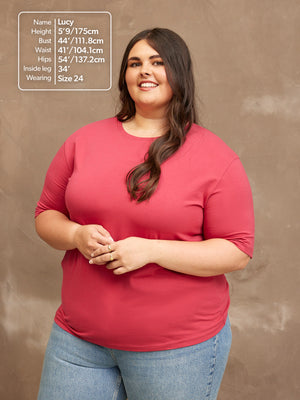 Penny - Crew Neck T Shirt - Pink