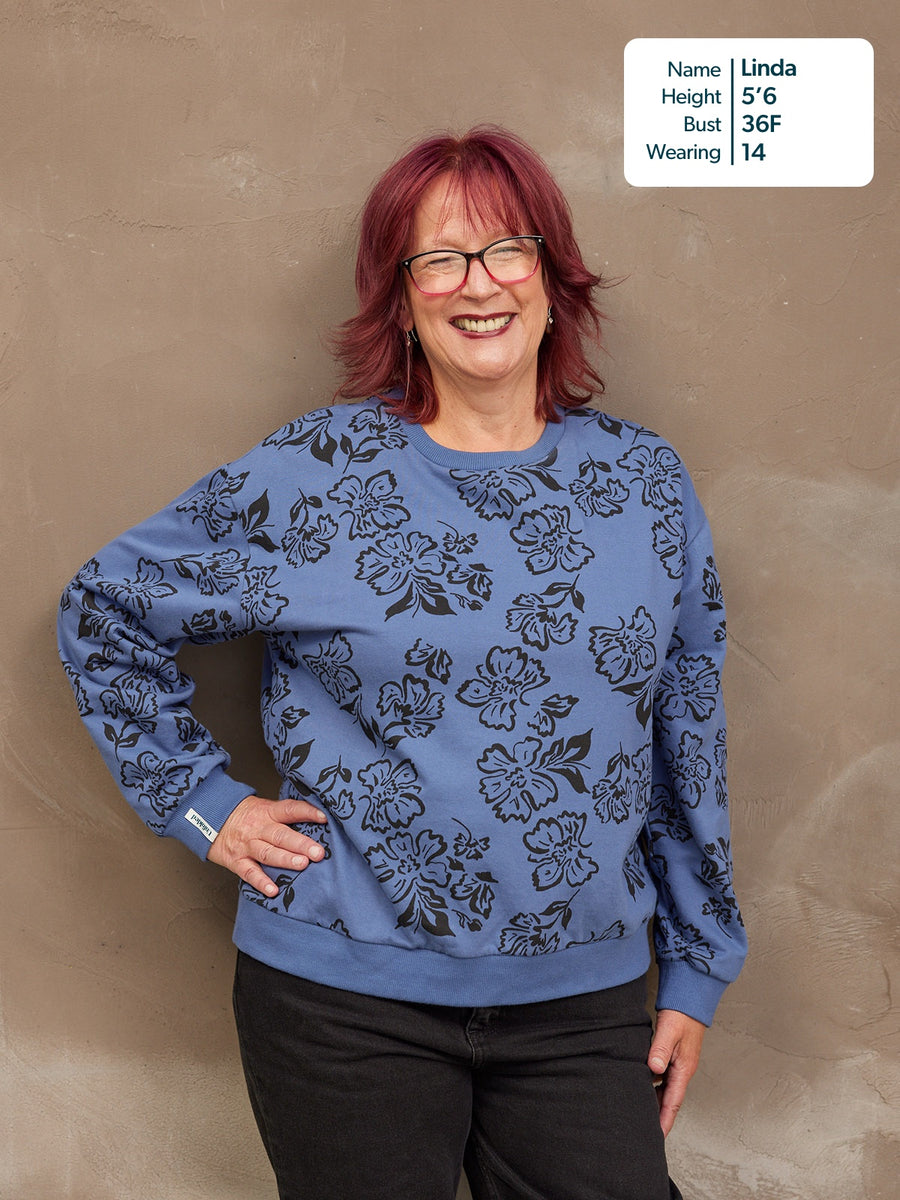Piper Sweatshirt - Blue Floral Print