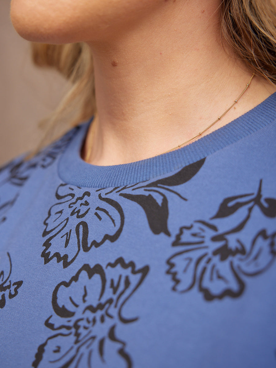 Piper Sweatshirt - Blue Floral Print