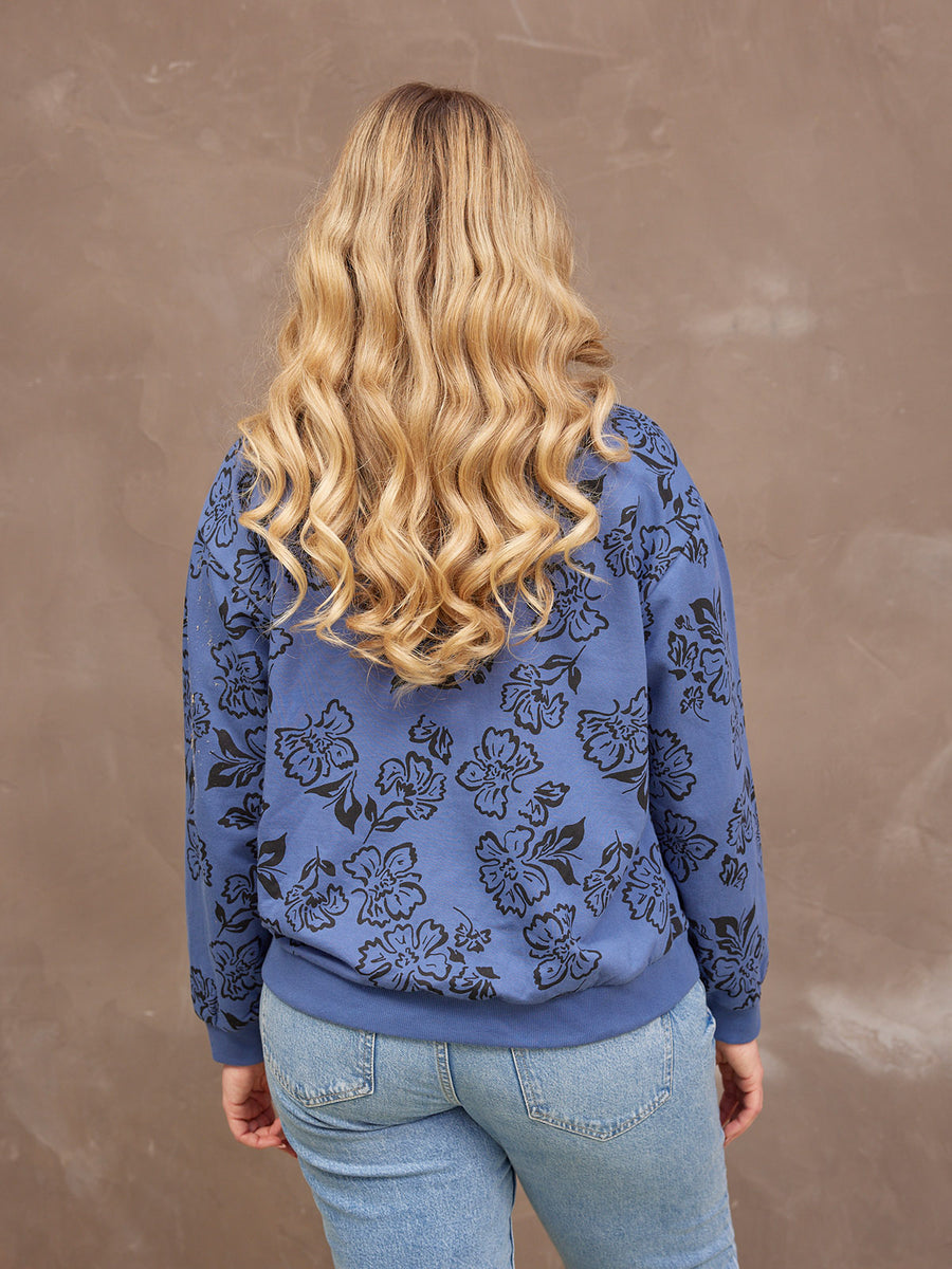 Piper Sweatshirt - Blue Floral Print