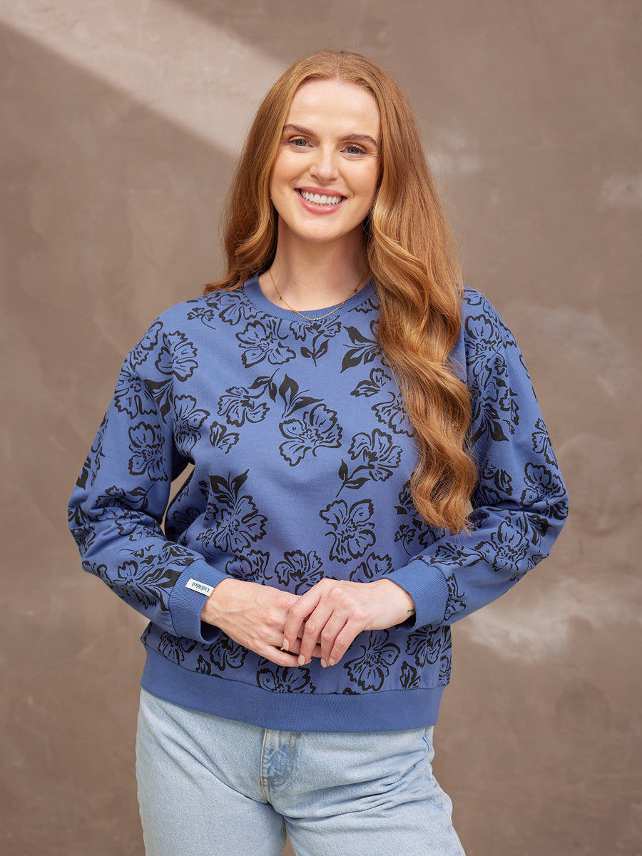 Piper Sweatshirt - Blue Floral Print