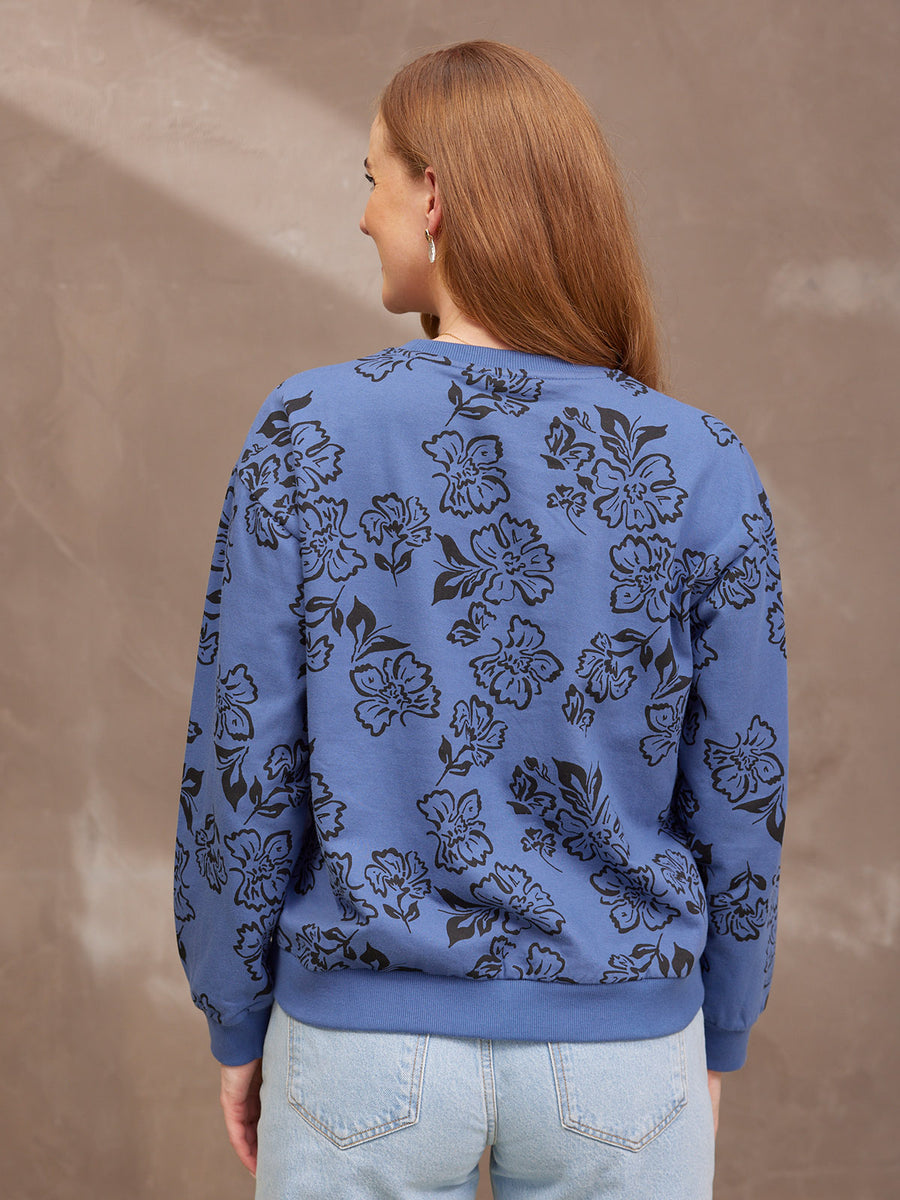 Piper Sweatshirt - Blue Floral Print