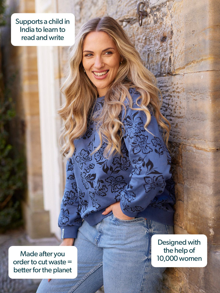 Piper Sweatshirt - Blue Floral Print