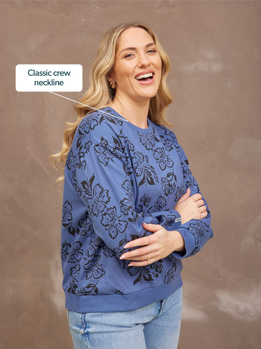 Piper Sweatshirt - Blue Floral Print