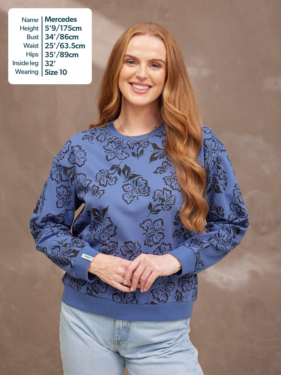 Piper Sweatshirt - Blue Floral Print