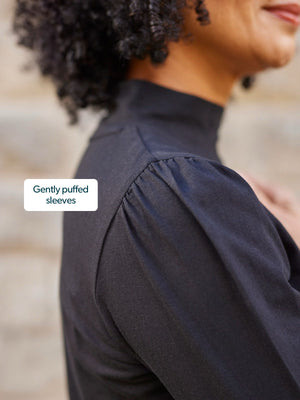 Polly - High Neck Jersey Top - Black