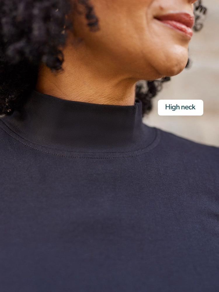 Polly - High Neck Jersey Top - Black