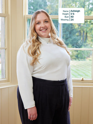 Polly - High Neck Jersey Top - Ecru