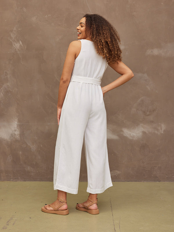 Rachel - Sleeveless Jumpsuit - White