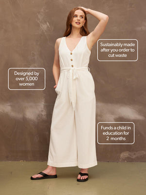 Rachel - Sleeveless Jumpsuit - White