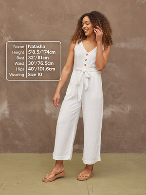 Rachel - Sleeveless Jumpsuit - White