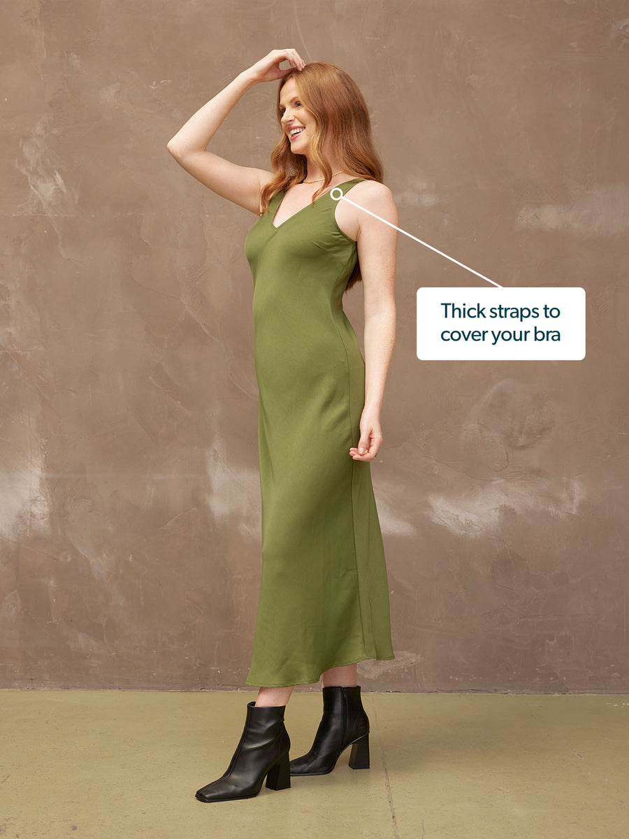 Rebecca - Slip Dress - Olive - Sample
