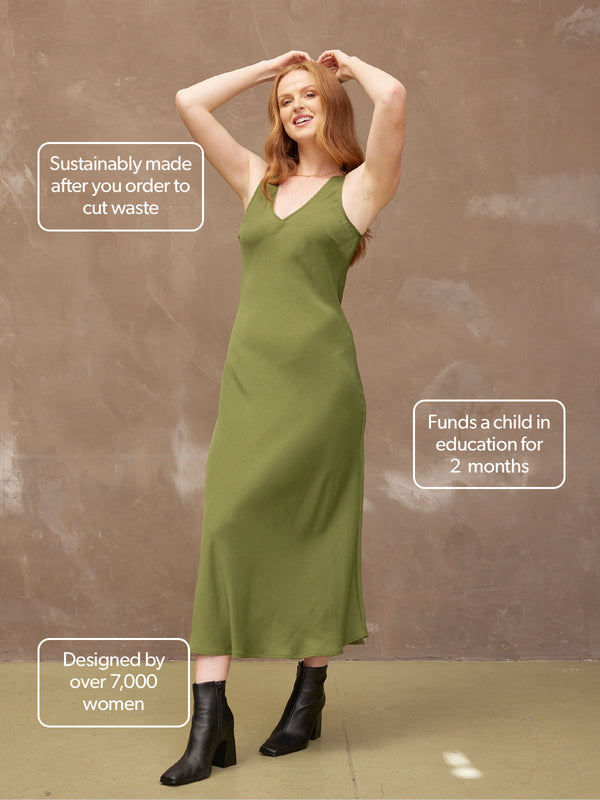 Rebecca - Slip Dress - Olive