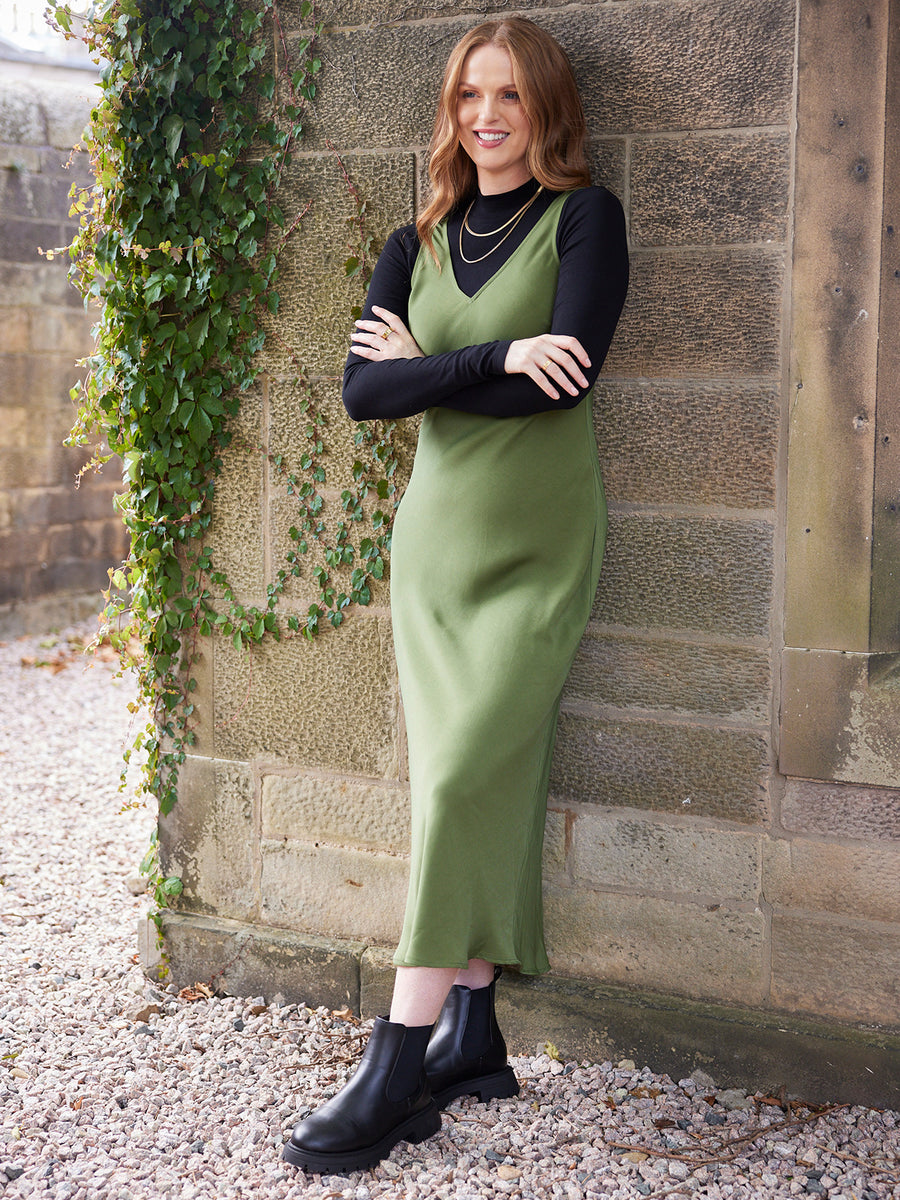 Rebecca - Slip Dress - Olive - Sample