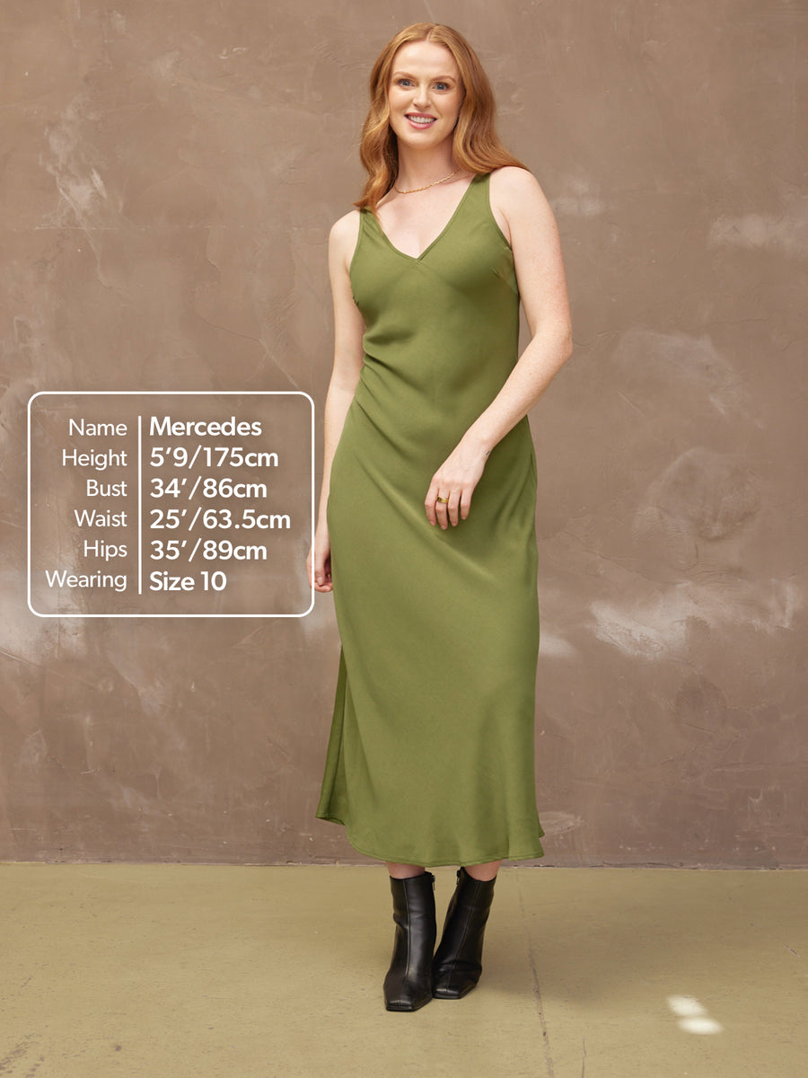 Rebecca - Slip Dress - Olive - Sample