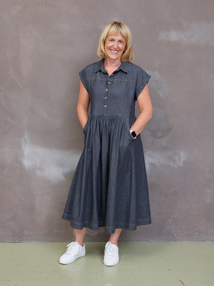 charcoal denim dress Clea Denim Dress AMUR