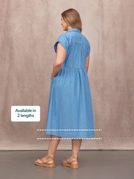 Rhiona Shirt Dress - Mid Wash Denim