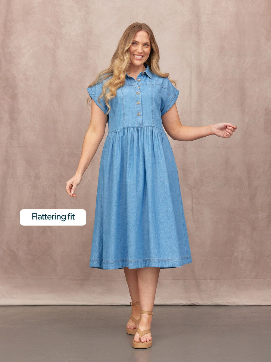 Rhiona Shirt Dress - Mid Wash Denim