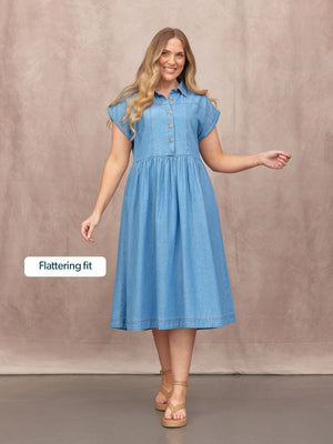 Rhiona Shirt Dress - Mid Wash Denim