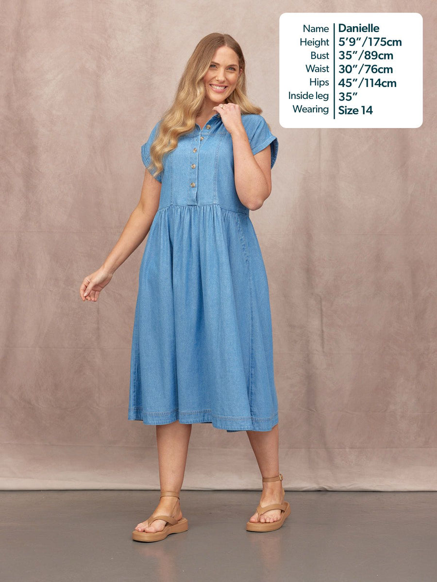 Rhiona Shirt Dress - Mid Wash Denim