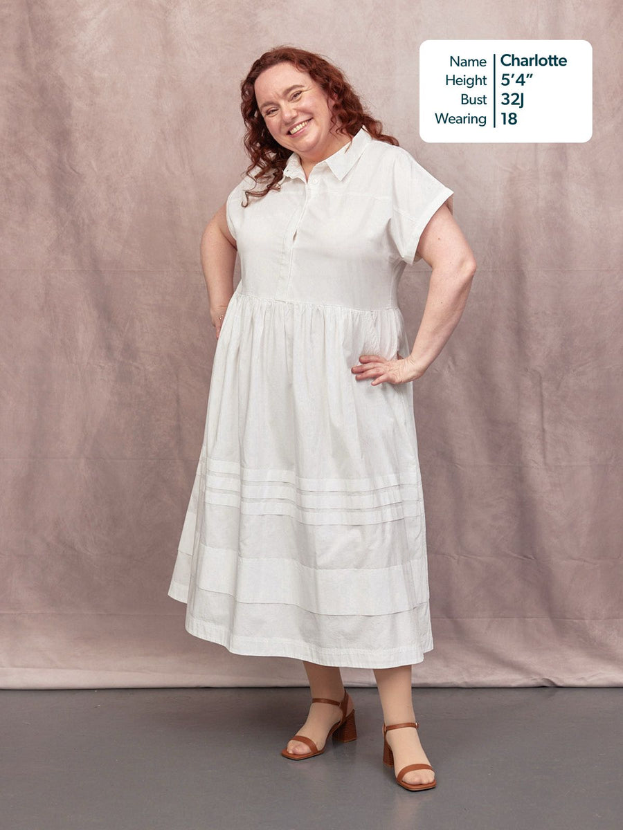 plus size white shirt dress with collar Plus Size - Collared Shirt Midi Dress