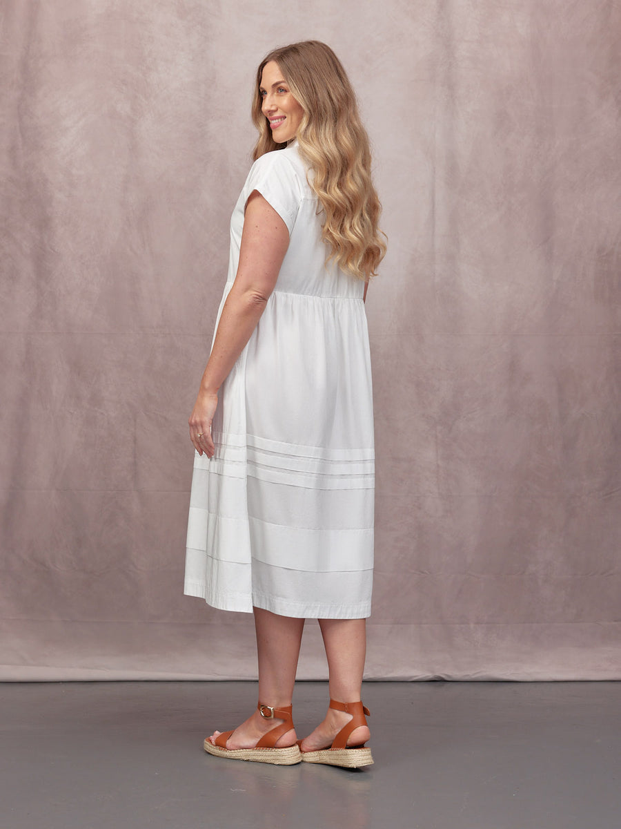 Rhiona Tuck Detail Shirt Dress - White