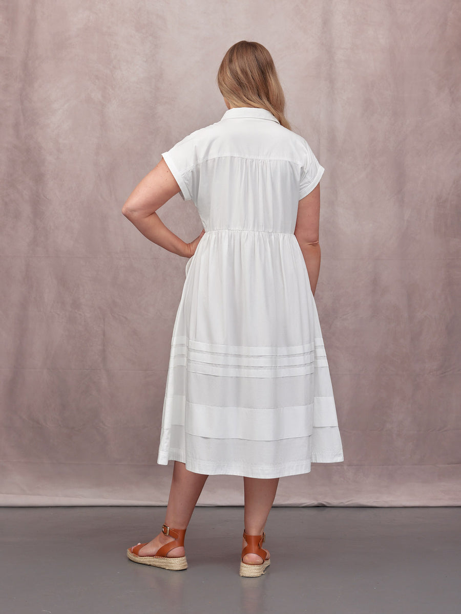 Rhiona Tuck Detail Shirt Dress - White