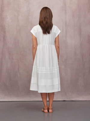 Rhiona Tuck Detail Shirt Dress - White