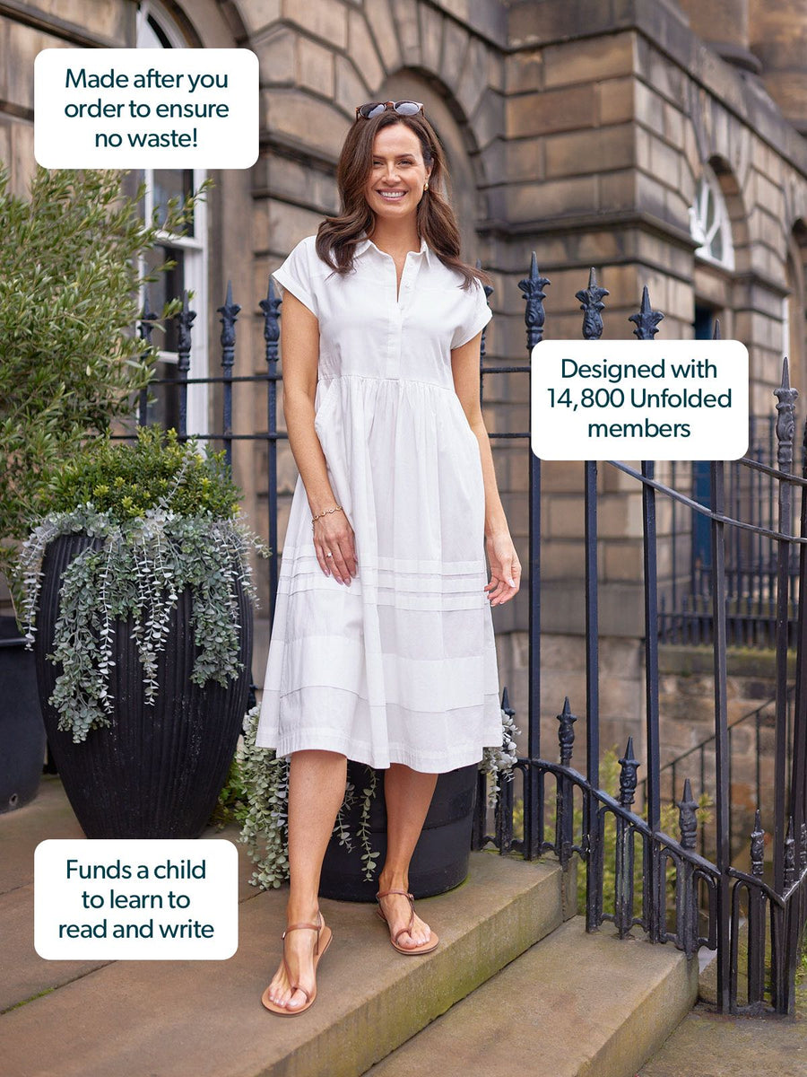 Rhiona Tuck Detail Shirt Dress - White