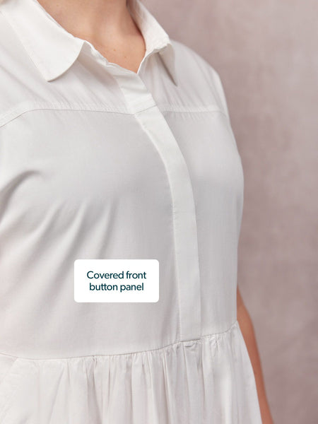 Rhiona Tuck Detail Shirt Dress - White