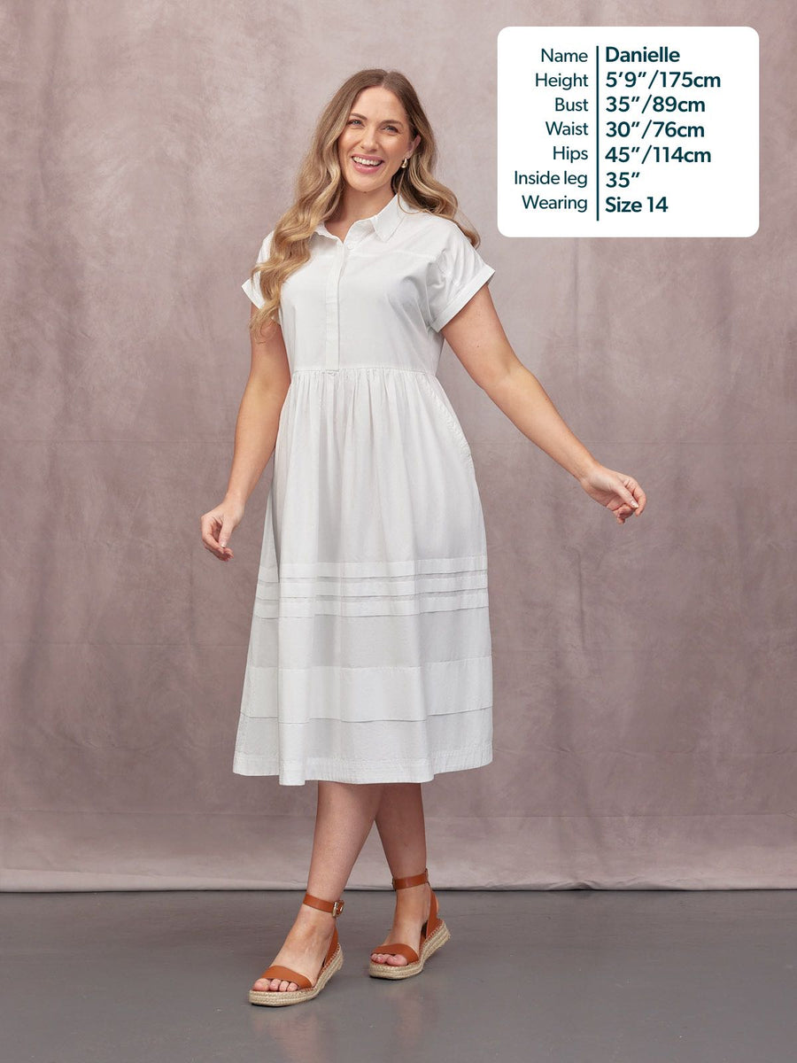 Rhiona Tuck Detail Shirt Dress - White