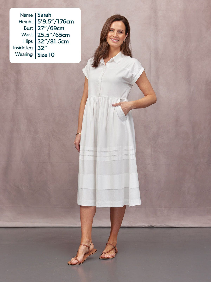 Rhiona Tuck Detail Shirt Dress - White