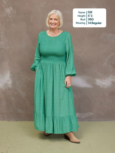 Rosaleen Shirred Bodice Midi Dress