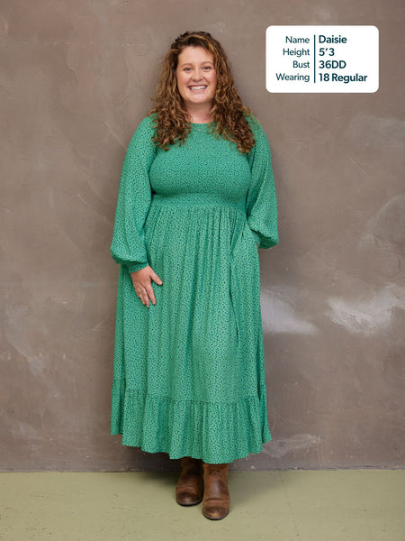 Rosaleen Shirred Bodice Midi Dress