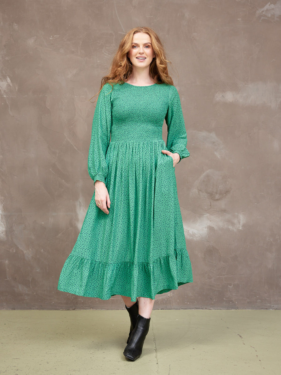 Rosaleen Shirred Bodice Midi Dress