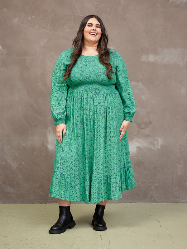 Rosaleen Shirred Bodice Midi Dress