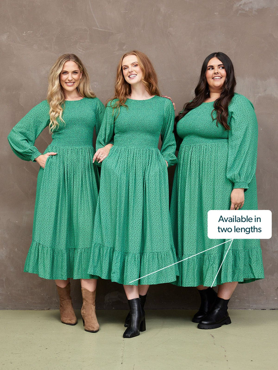 Rosaleen Shirred Bodice Midi Dress