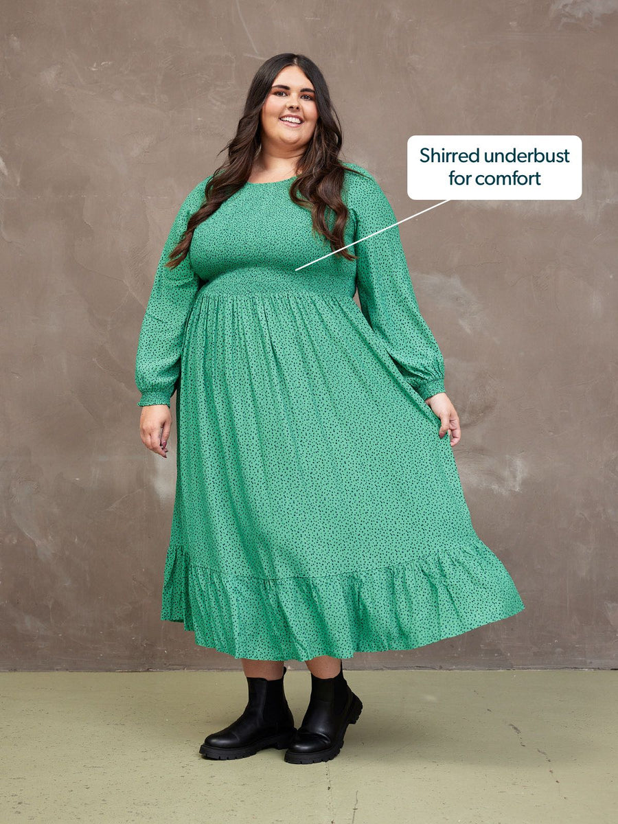 Rosaleen Shirred Bodice Midi Dress