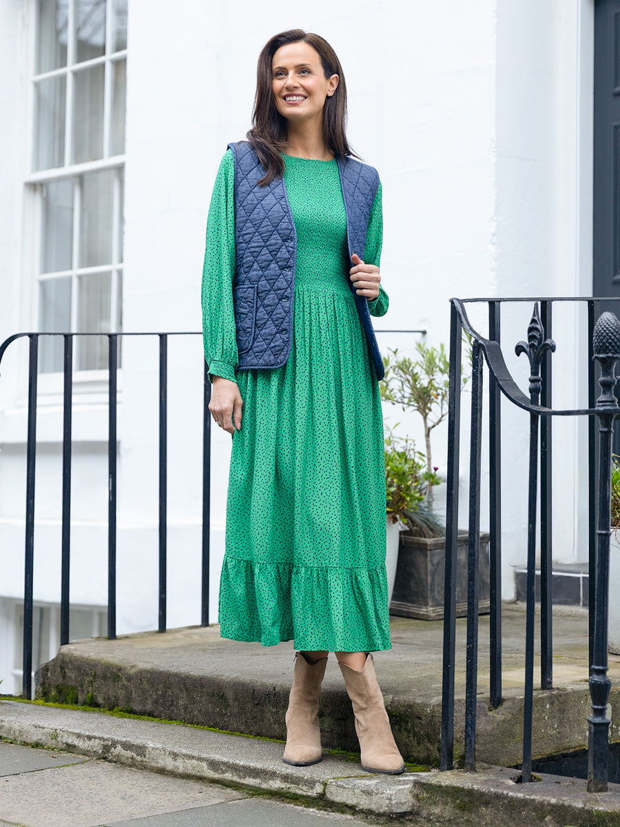 Rosaleen Shirred Bodice Midi Dress This is Unfolded Rosaleen Shirred Bodice Midi Dress This is Unfolded