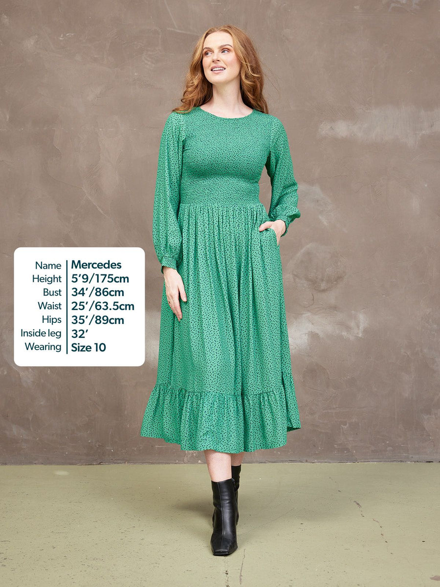 Rosaleen Shirred Bodice Midi Dress