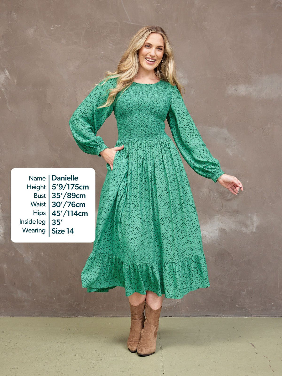 Rosaleen Shirred Bodice Midi Dress