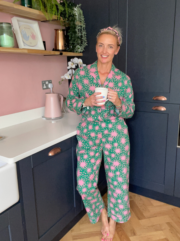 Rosie - Poplin Pyjama - Green & Pink