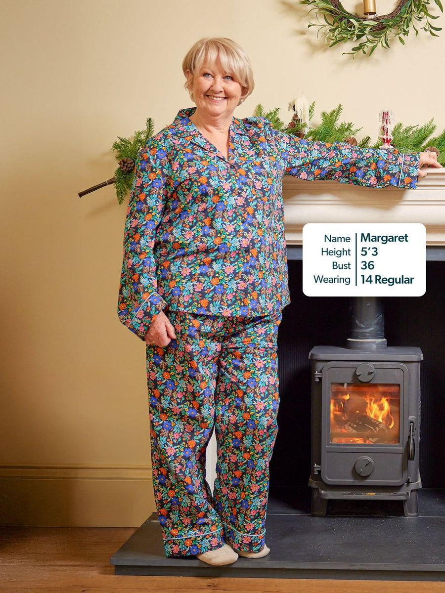 Rosie - Poplin Pyjama - Black Floral