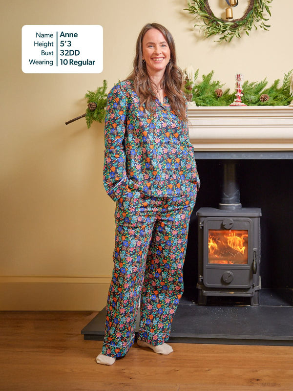 Rosie - Poplin Pyjama - Black Floral
