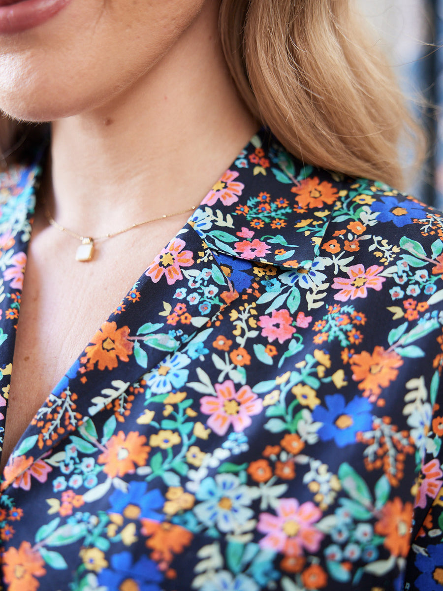 Rosie - Poplin Pyjama - Black Floral