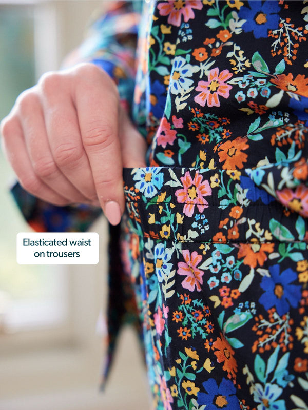 Rosie - Poplin Pyjama - Black Floral
