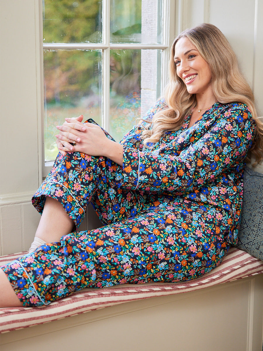 Rosie - Poplin Pyjama - Black Floral