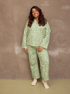 Rosie PJ - Green/Cream & Washbag Bundle