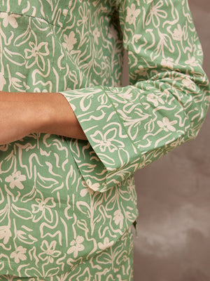 Rosie - Poplin Pyjama - Green & Cream