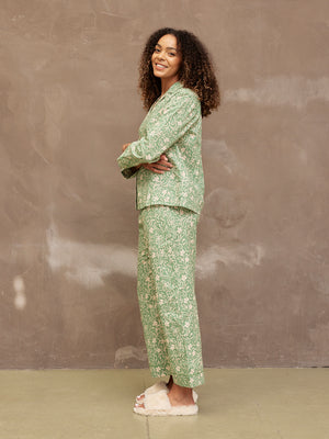 Rosie - Poplin Pyjama - Green & Cream